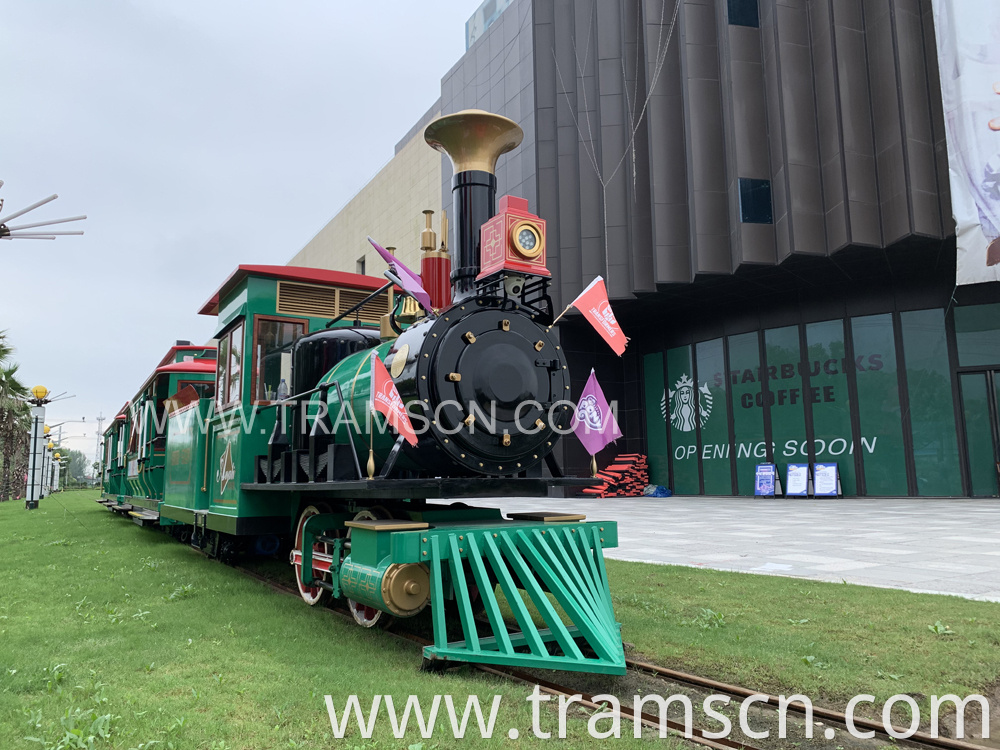 Rail Trains in Green for Shopping mall big chimney